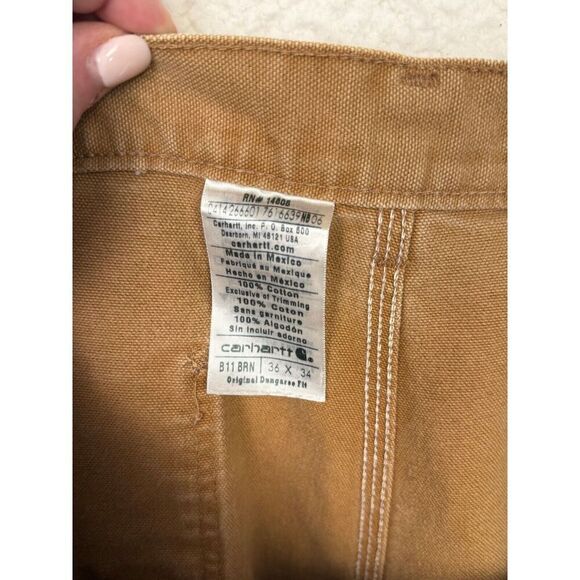 Carhartt Mens‎ B11 Brown Loose Fit Carpenter Thrashed Work Wear Pants 36x34 - Picture 7 of 10
